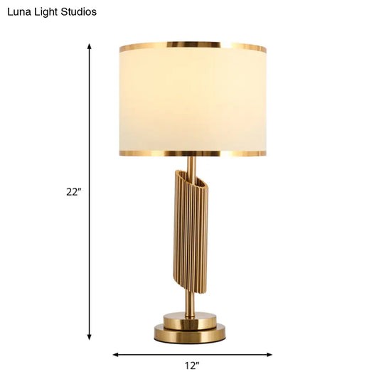 Classic 1-Light Parlor Night Lamp With Brass Bevel-Cut Cylinder Base