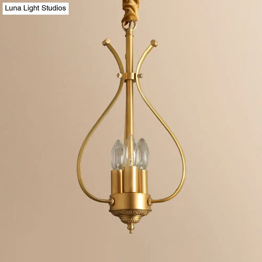 Classic 4-Light Gold Candle Chandelier - Dining Room Pendant Lighting With Metal