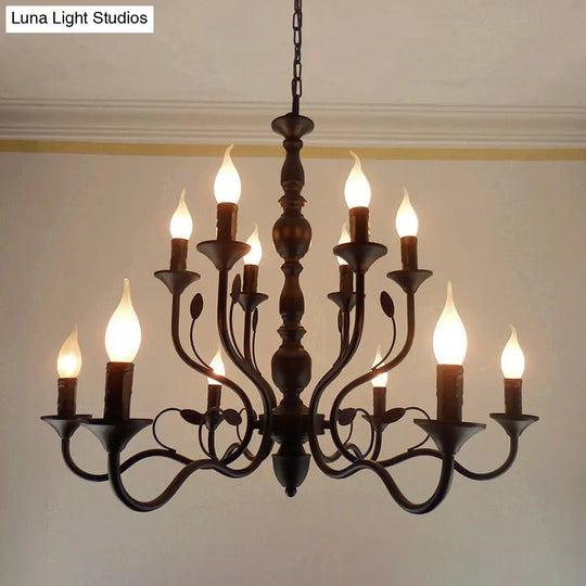 Classic Arm Hanging Chandelier With Curvy Design - 10/12/16 Bulbs Metal Suspension Pendant Lamp In