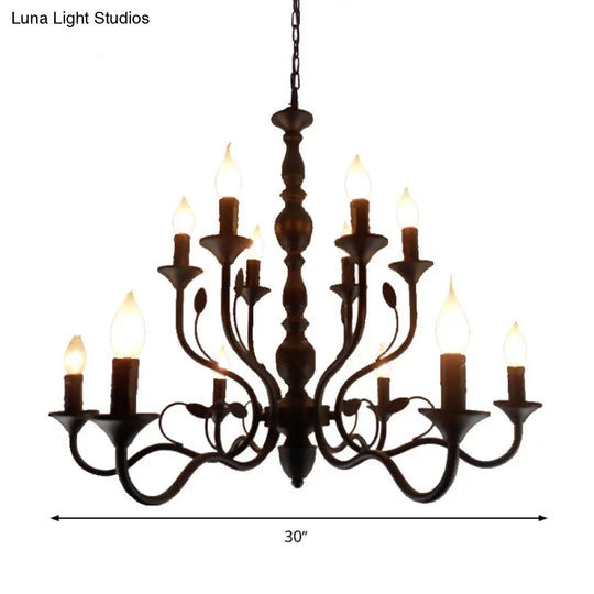 Classic Arm Hanging Chandelier With Curvy Design - 10/12/16 Bulbs Metal Suspension Pendant Lamp In