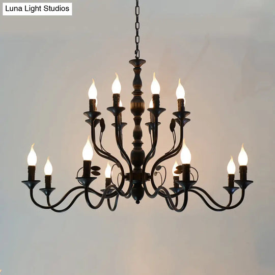 Classic Arm Hanging Chandelier With Curvy Design - 10/12/16 Bulbs Metal Suspension Pendant Lamp In