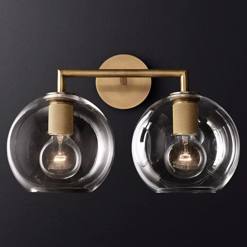 Classic Armed Sconce Wall Lamp In Black/Brass/Chrome For Living Room 2 / Brass