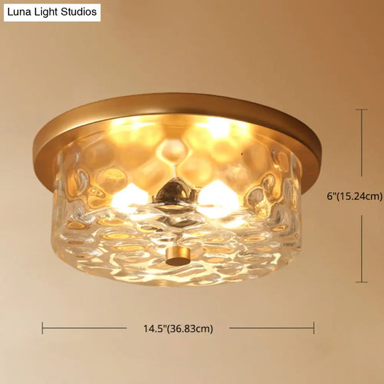 Classic Bedroom Charm: 1-Light Glass Shade Colonial Style Polyhedron Flush Mount Ceiling Light