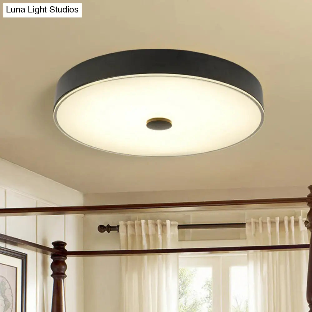 Classic Bedroom Led Flush Mount Lighting: Cream Glass Round Shape