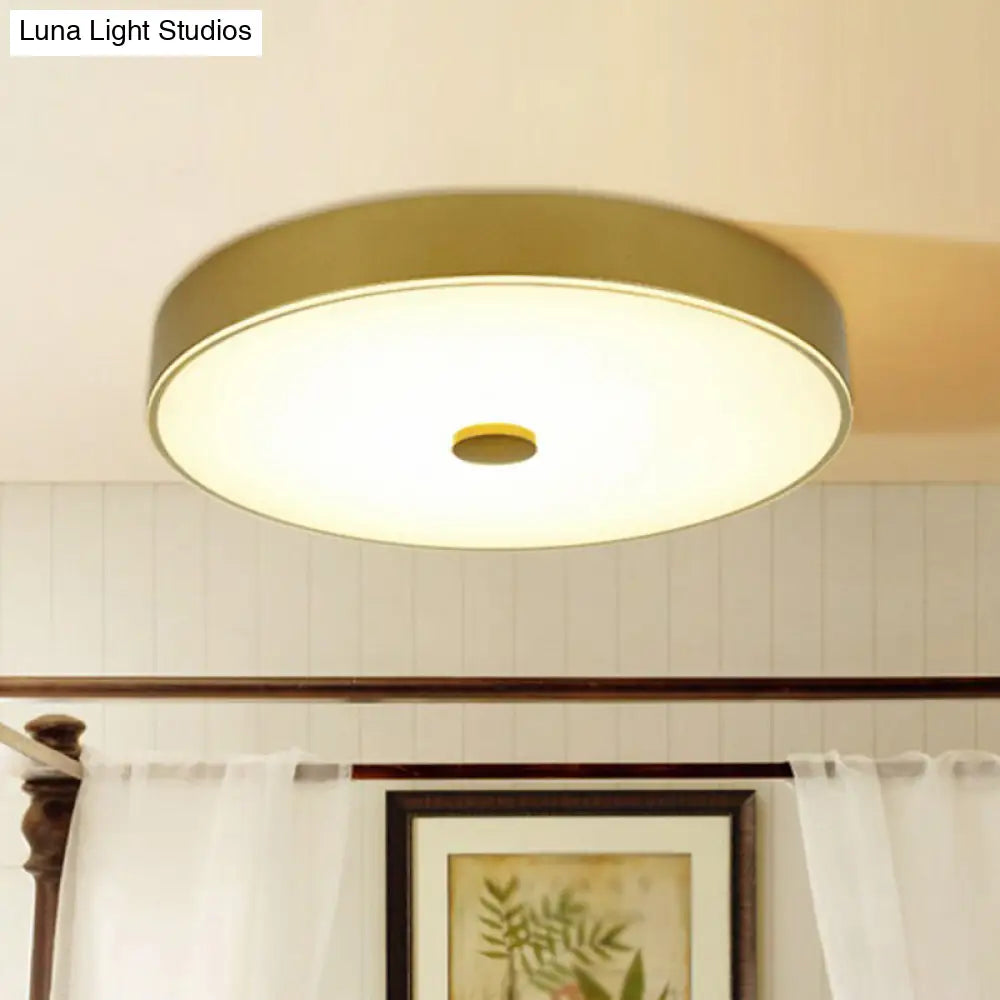 Classic Bedroom Led Flush Mount Lighting: Cream Glass Round Shape Gold / Small