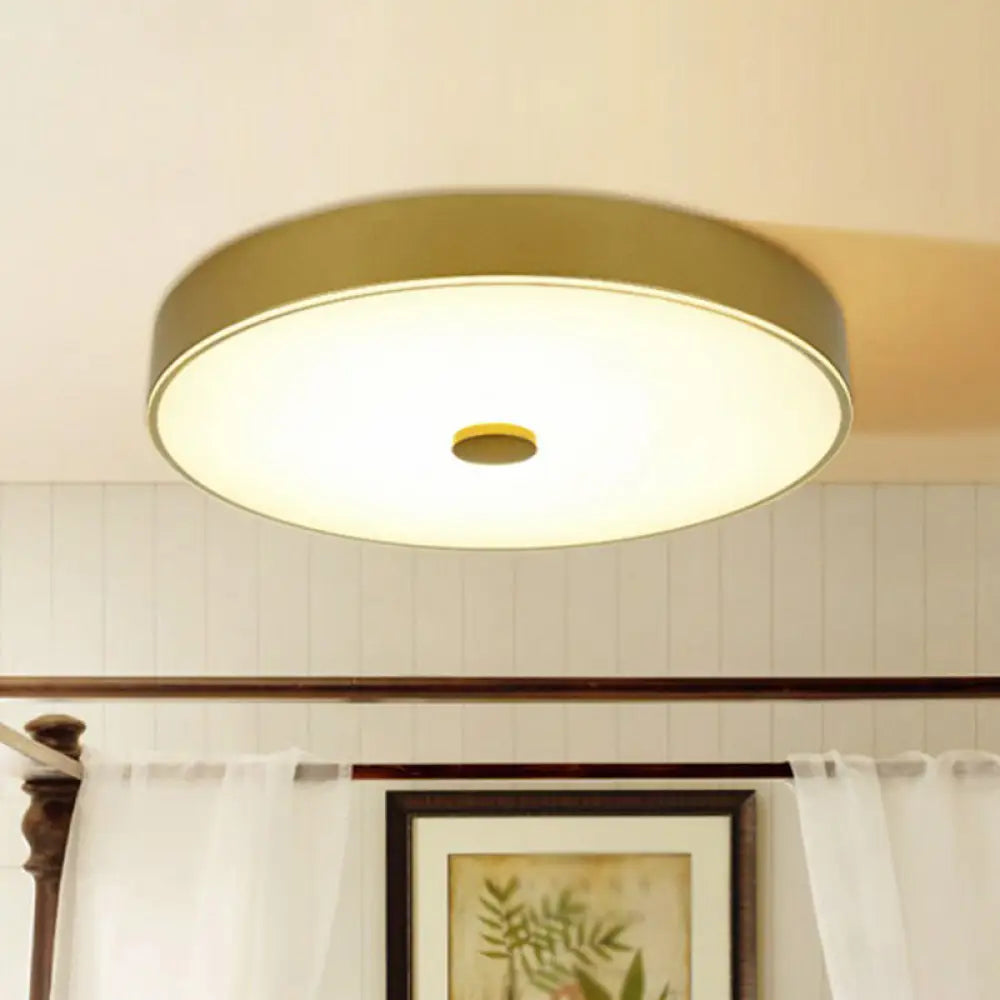 Classic Bedroom Led Flush Mount Lighting: Cream Glass Round Shape Gold / Small