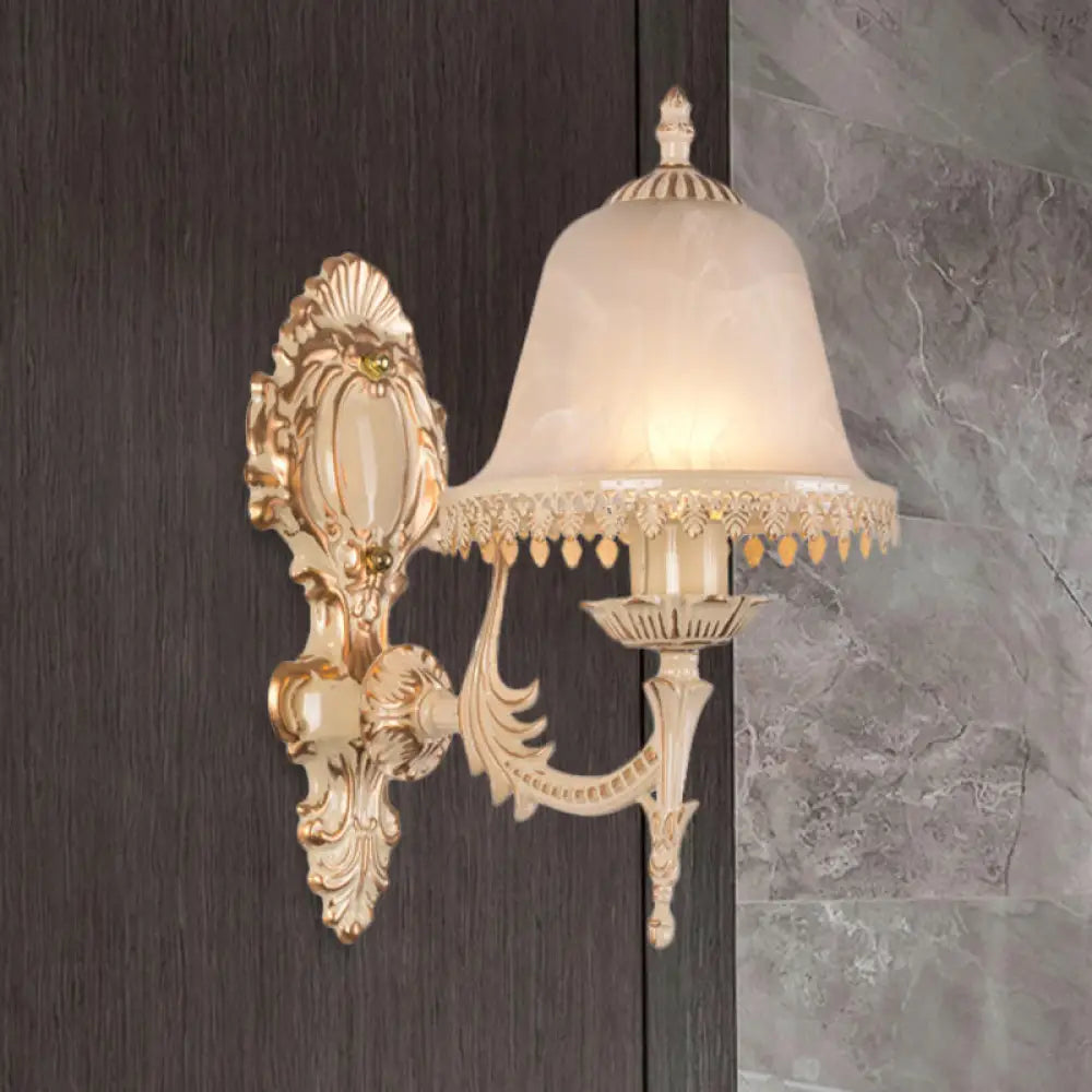 Classic Beige Frosted Glass Wall Sconce Lamp - Elegant Light Fixture For Living Room 1 /