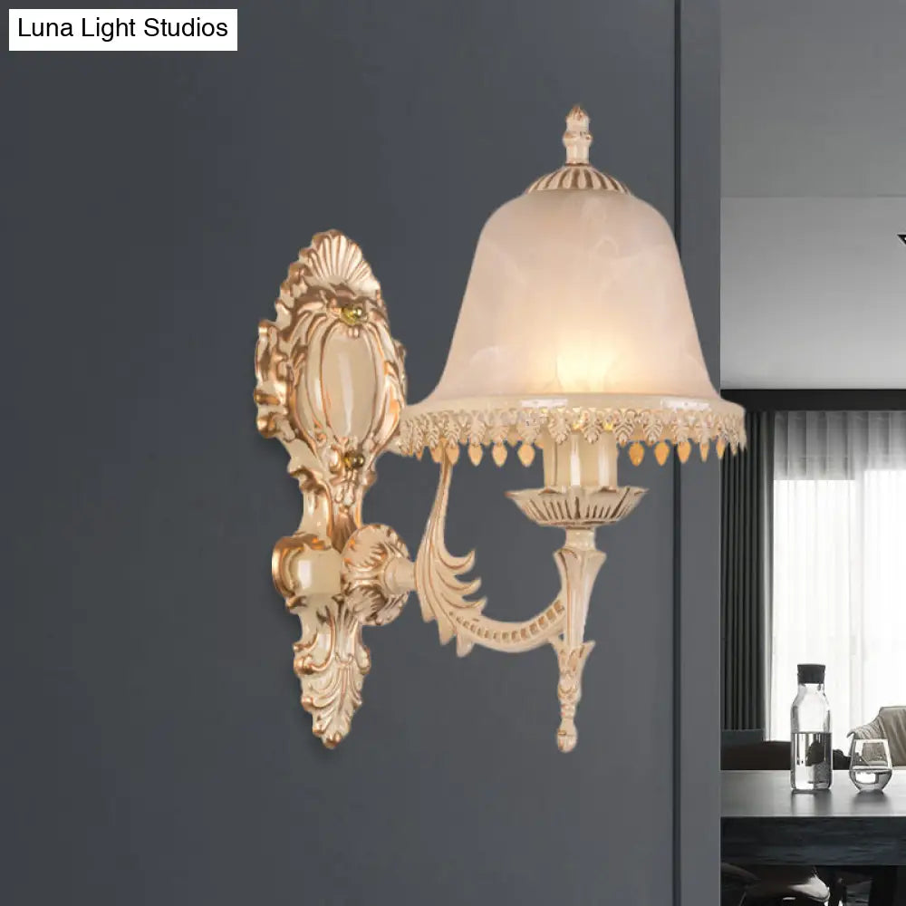 Classic Beige Frosted Glass Wall Sconce Lamp - Elegant Light Fixture For Living Room