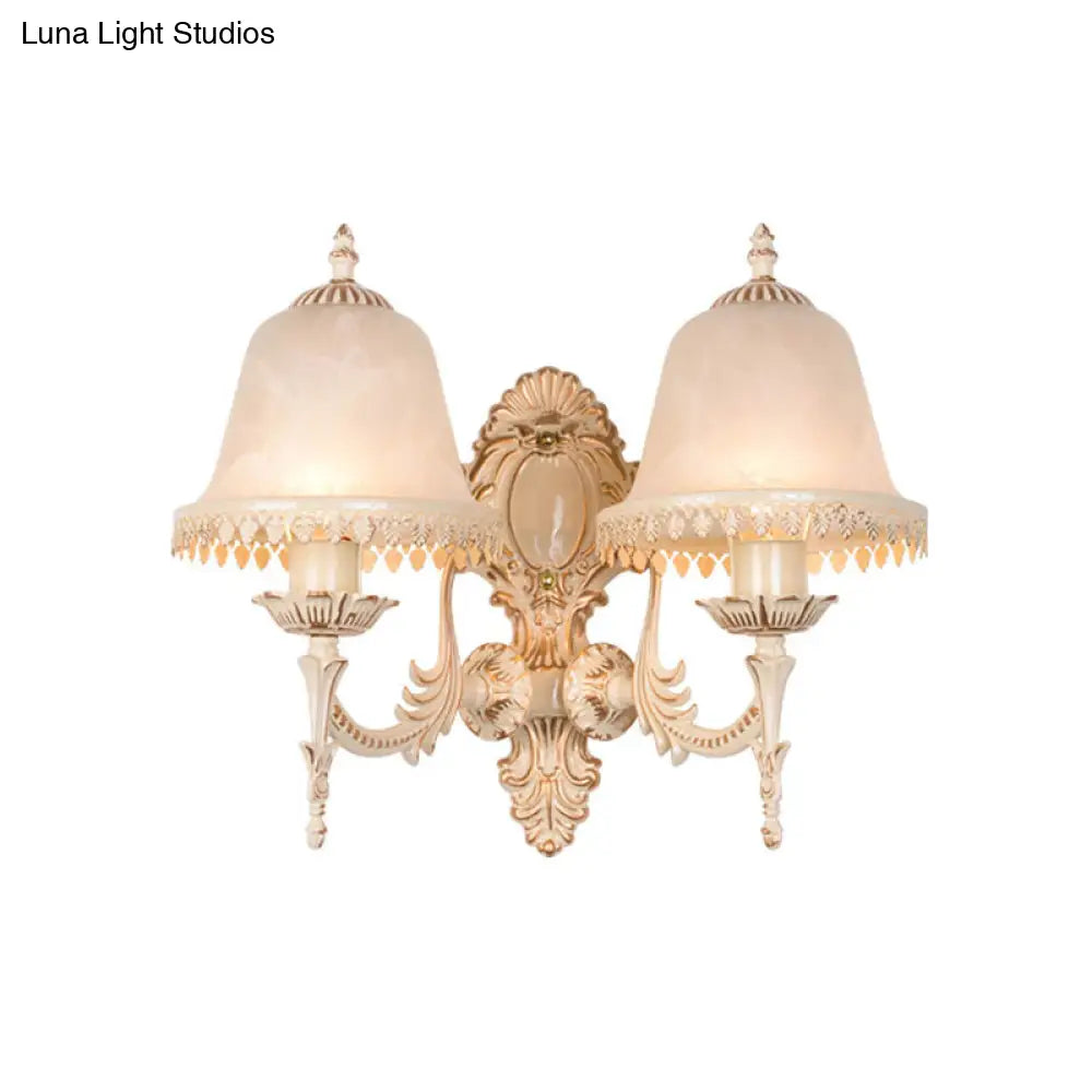 Classic Beige Frosted Glass Wall Sconce Lamp - Elegant Light Fixture For Living Room