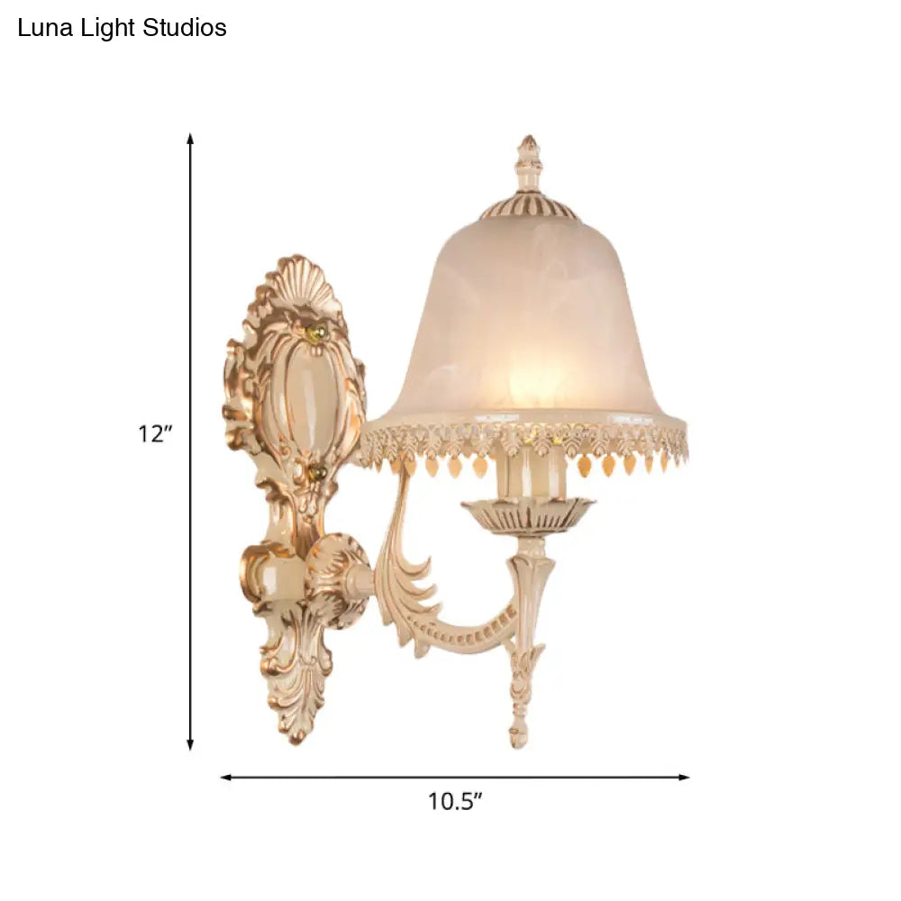 Classic Beige Frosted Glass Wall Sconce Lamp - Elegant Light Fixture For Living Room