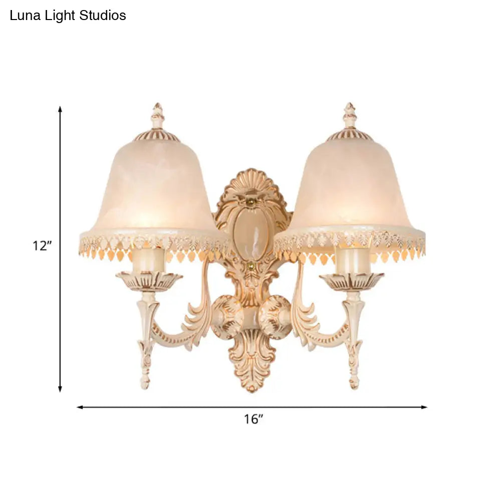 Classic Beige Frosted Glass Wall Sconce Lamp - Elegant Light Fixture For Living Room