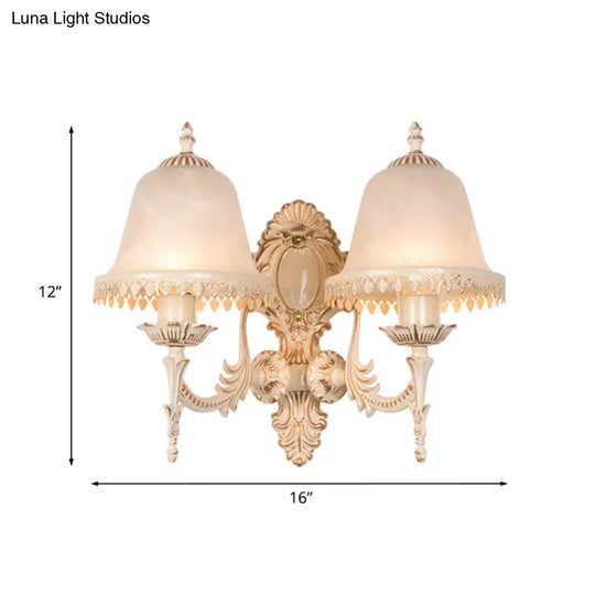 Classic Beige Frosted Glass Wall Sconce Lamp - Elegant Light Fixture For Living Room