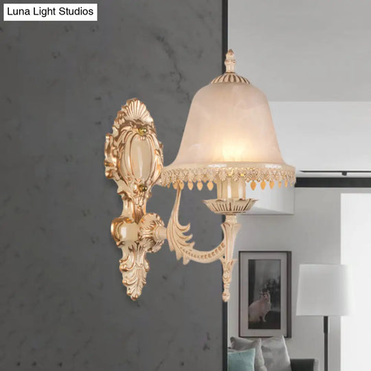 Classic Beige Frosted Glass Wall Sconce Lamp - Elegant Light Fixture For Living Room