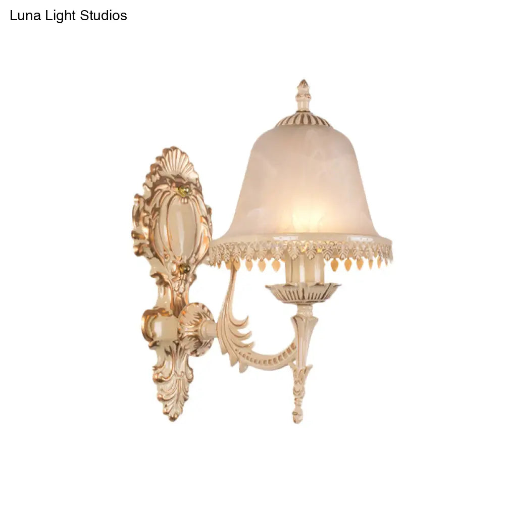 Classic Beige Frosted Glass Wall Sconce Lamp - Elegant Light Fixture For Living Room