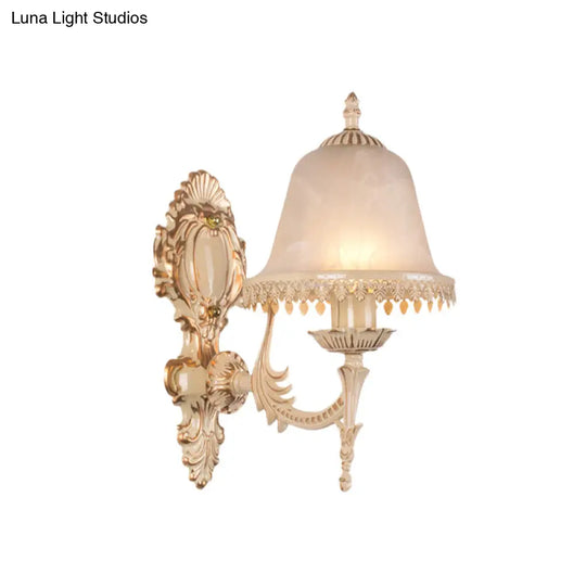 Classic Beige Frosted Glass Wall Sconce Lamp - Elegant Light Fixture For Living Room