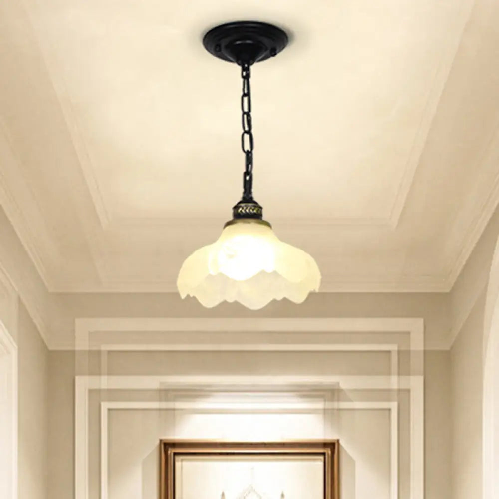 Classic Bell Shade Ceiling Light - Single Bulb Pendant With White Frost Glass / A