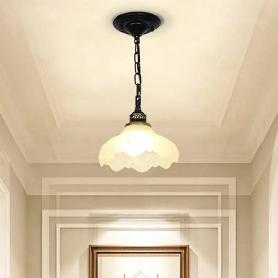 Classic Bell Shade Ceiling Light - Single Bulb Pendant With White Frost Glass / A