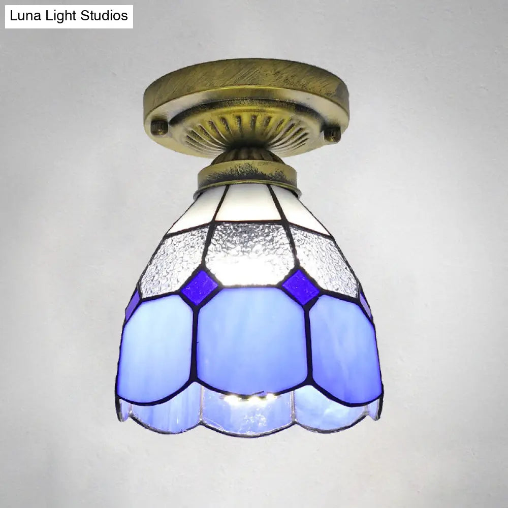 Classic Bell Shade Glass Semi Flush Ceiling Light - 1 Head Mount Clear / 6