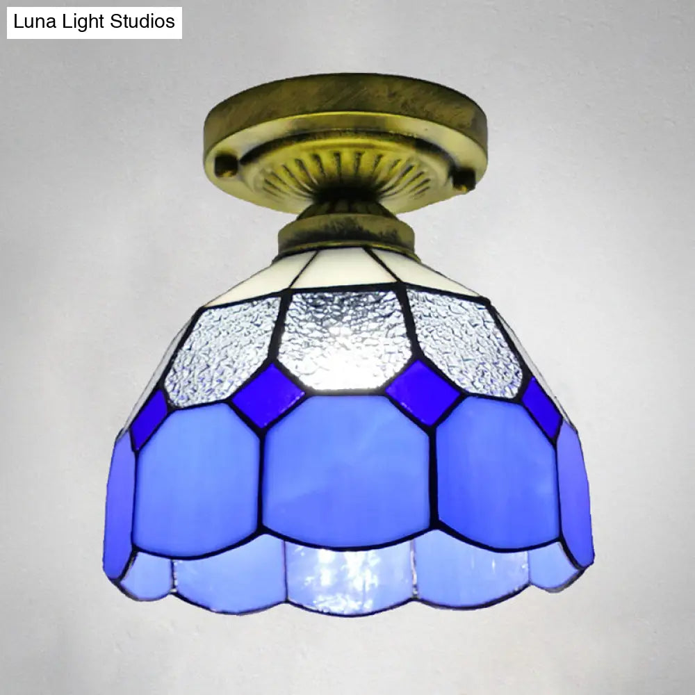 Classic Bell Shade Glass Semi Flush Ceiling Light - 1 Head Mount Clear / 8