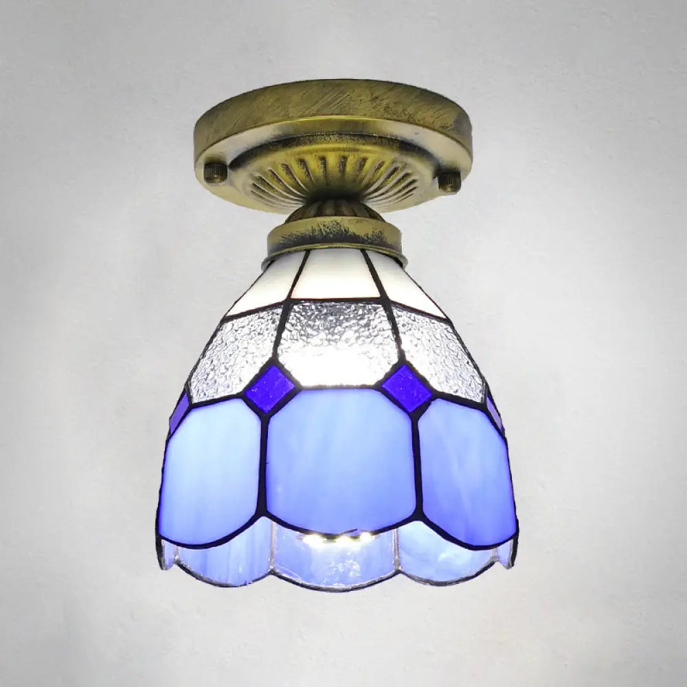 Classic Bell Shade Glass Semi Flush Ceiling Light - 1 Head Mount Clear / 6’