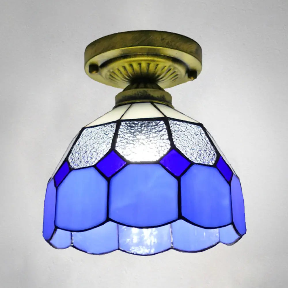 Classic Bell Shade Glass Semi Flush Ceiling Light - 1 Head Mount Clear / 8’