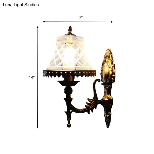 Classic Bell Wall Sconce Light: Clear Glass 1-Light Fixture For Dining Room