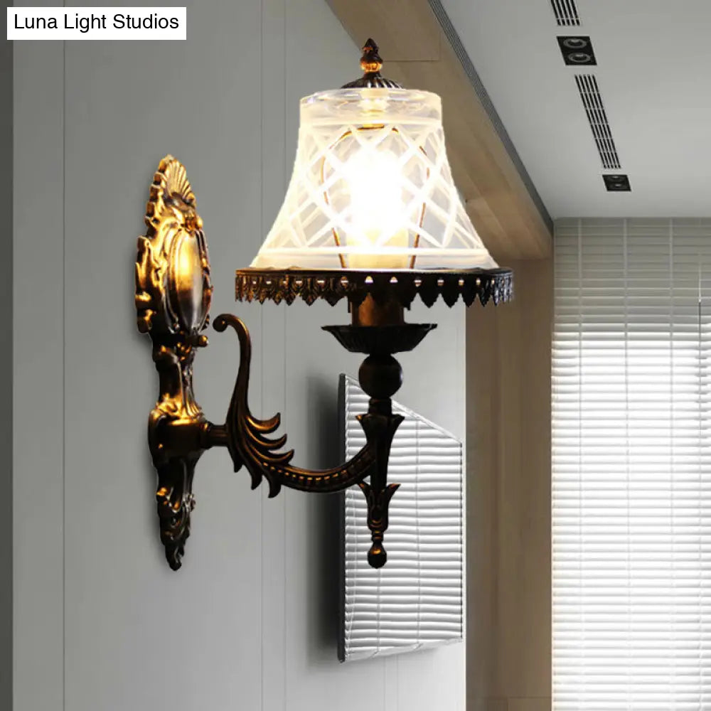 Classic Bell Wall Sconce Light: Clear Glass 1-Light Fixture For Dining Room