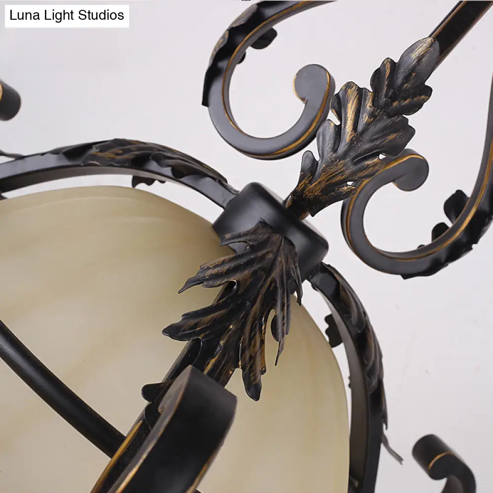 Classic Black 1-Light Pendant Ceiling Light With Flared White Glass Shade