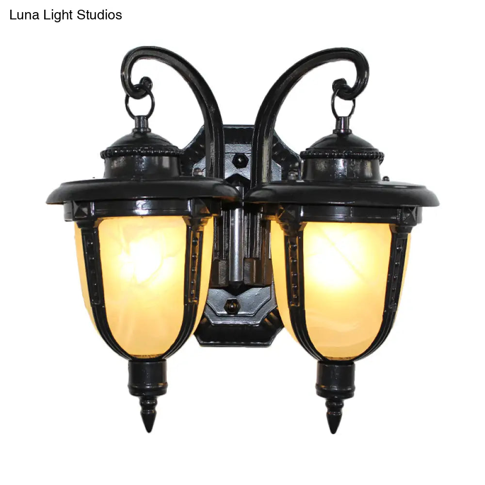 Classic Black/Bronze Wall Lamp With Frosted Glass Shade - Small/Large Sizes Available