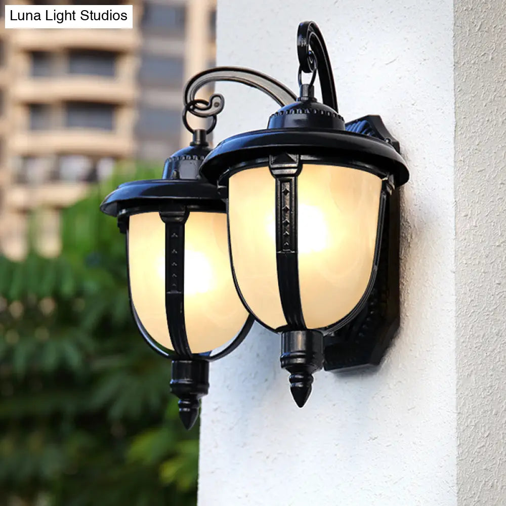 Classic Black/Bronze Wall Lamp With Frosted Glass Shade - Small/Large Sizes Available