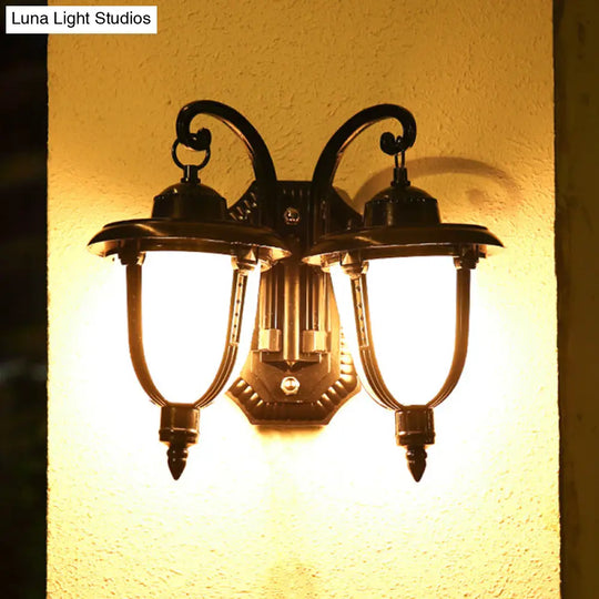 Classic Black/Bronze Wall Lamp With Frosted Glass Shade - Small/Large Sizes Available