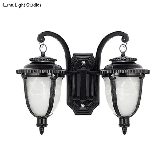 Classic Black/Bronze Wall Lamp With Frosted Glass Shade - Small/Large Sizes Available