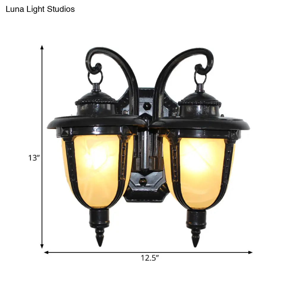 Classic Black/Bronze Wall Lamp With Frosted Glass Shade - Small/Large Sizes Available