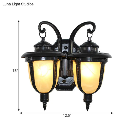 Classic Black/Bronze Wall Lamp With Frosted Glass Shade - Small/Large Sizes Available