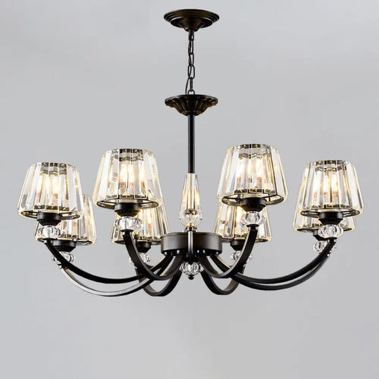 Classic Black Ceiling Pendant Lamp With Crystal Cone Shade For Bedroom Chandelier 8 /