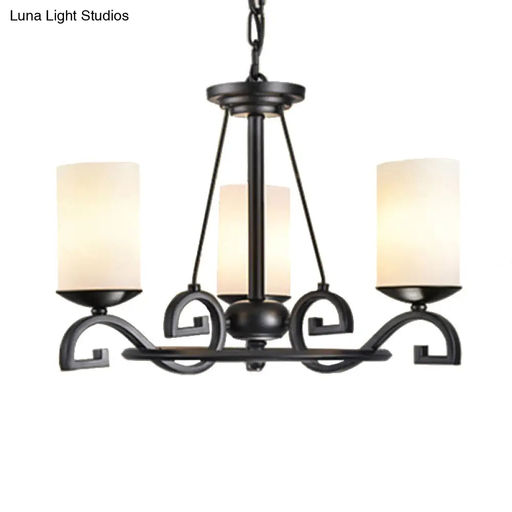 Classic Black Chandelier Light With Frosted Glass Shades - 3/6 Lights Ideal For Living Room Ceiling