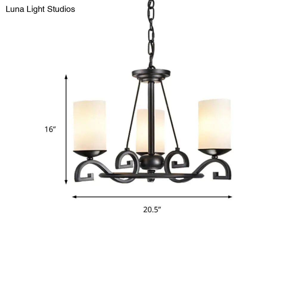 Classic Black Chandelier Light With Frosted Glass Shades - 3/6 Lights Ideal For Living Room Ceiling