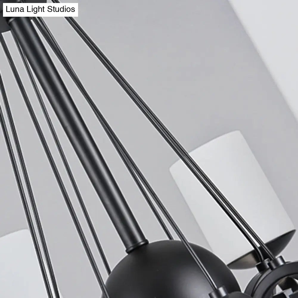 Classic Black Chandelier Light With Frosted Glass Shades - 3/6 Lights Ideal For Living Room Ceiling