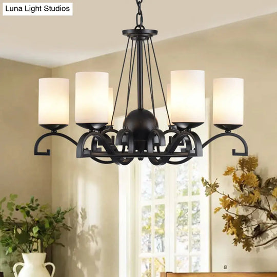 Classic Black Chandelier Light With Frosted Glass Shades - 3/6 Lights Ideal For Living Room Ceiling