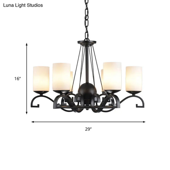 Classic Black Chandelier Light With Frosted Glass Shades - 3/6 Lights Ideal For Living Room Ceiling