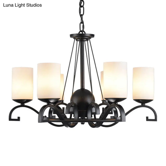 Classic Black Chandelier Light With Frosted Glass Shades - 3/6 Lights Ideal For Living Room Ceiling