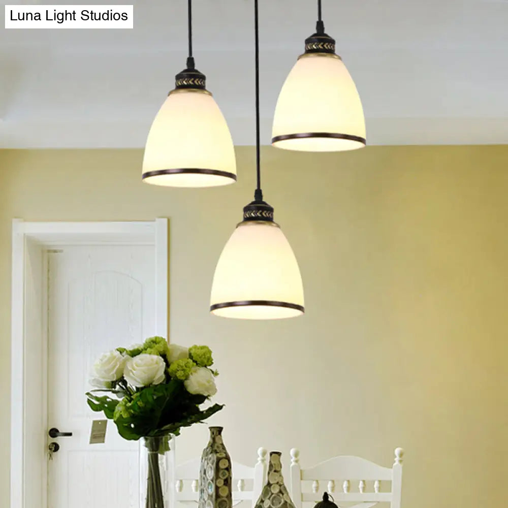 Classic Black Cluster Pendant Light With Frosted Glass Shades