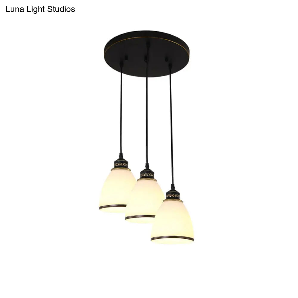 Classic Black Cluster Pendant Light With Frosted Glass Shades