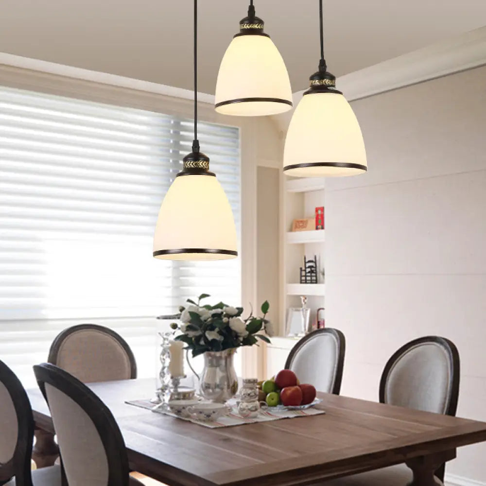 Classic Black Cluster Pendant Light With Frosted Glass Shades