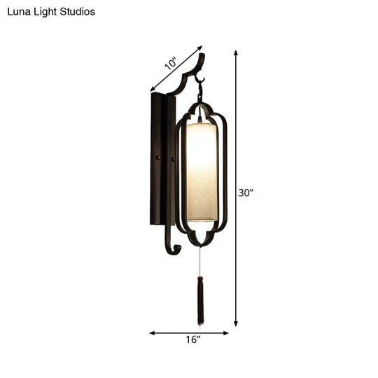 Classic Black Fabric Cylinder Wall Sconce Light - 14.5/16 Wide Ideal For Corridor Lighting Solution