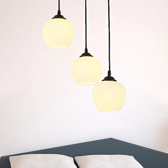 Classic Black Glass Bubble Pendant Light Fixture With 3 Lights For Living Room