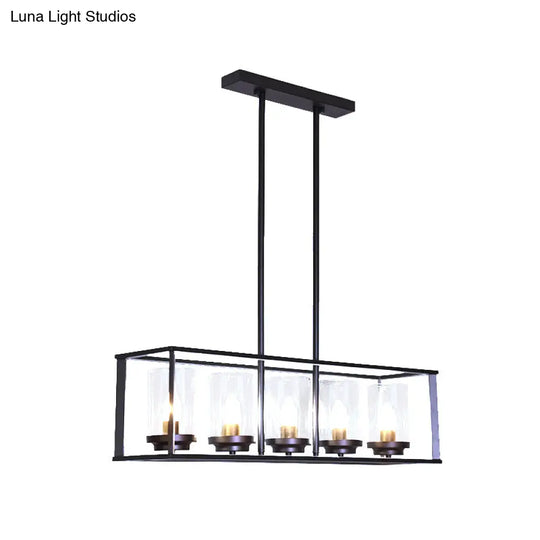 Classic Black Island Pendant Lights For Dining Room With Clear Glass Shade (5/6 Lights)