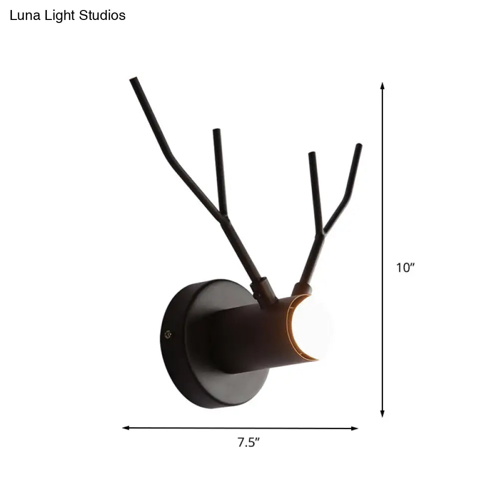 Classic Black Metal Wall Sconce With Exposed Bulb - Indoor Elk Design Light Fixture