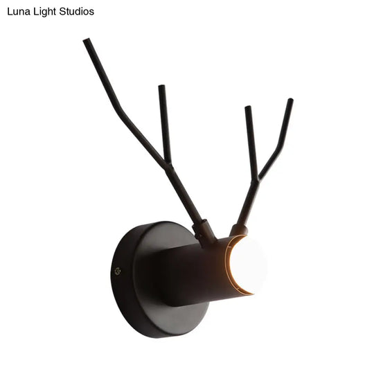 Classic Black Metal Wall Sconce With Exposed Bulb - Indoor Elk Design Light Fixture