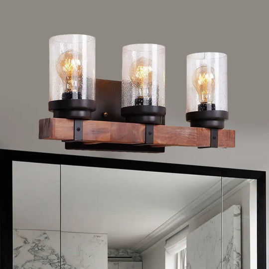 Classic Black Wall Vanity Light With Clear Seeded Glass Shade - 1/2/3 Bathroom Sconce Fixture 3 /